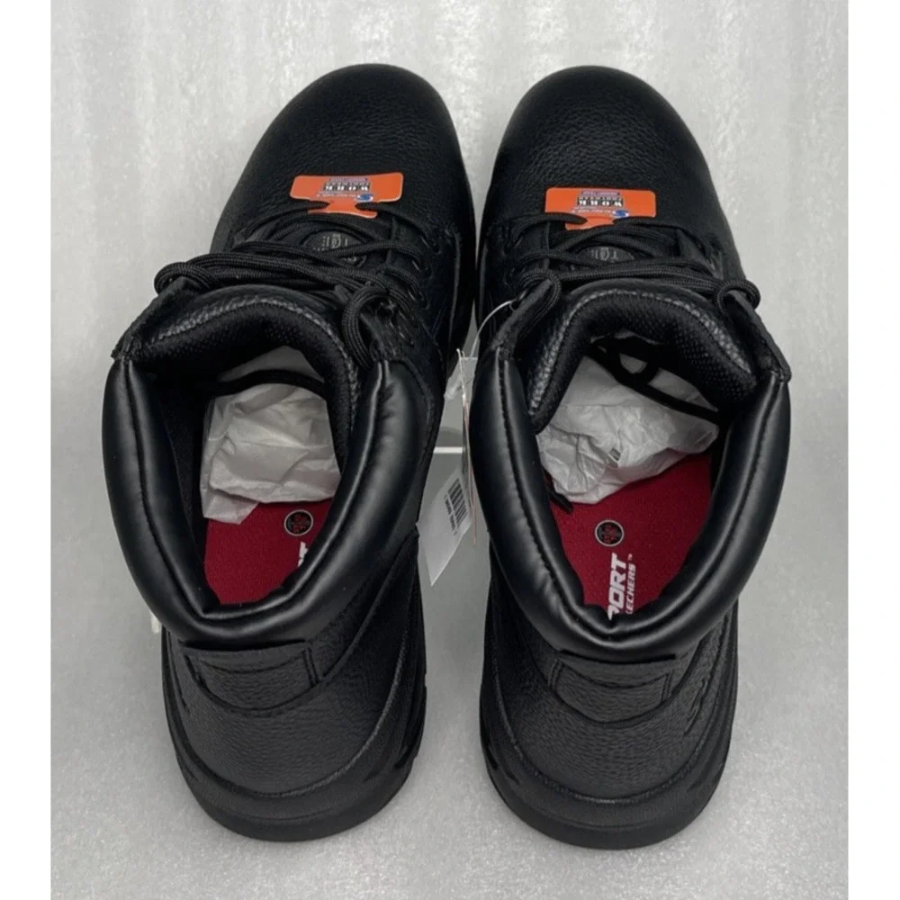 S‎ Sport By Skechers Elton Black Steel Toe Leather Work Boots Men's Size 13 NEW